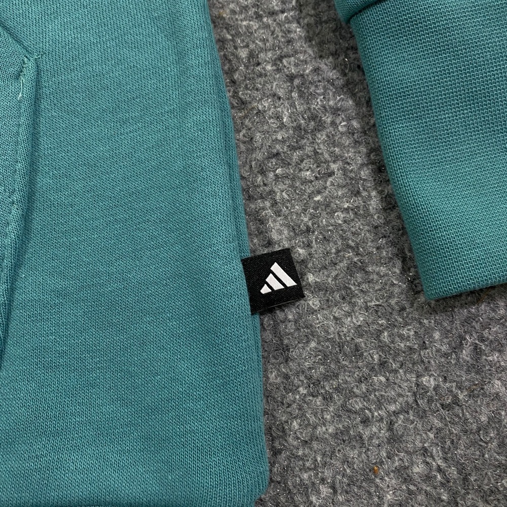 Adidas 3D Retro 70s Striped Logo Hoodie Mens Small Powder Teal Disco Groovy NWT - Picture 14 of 16